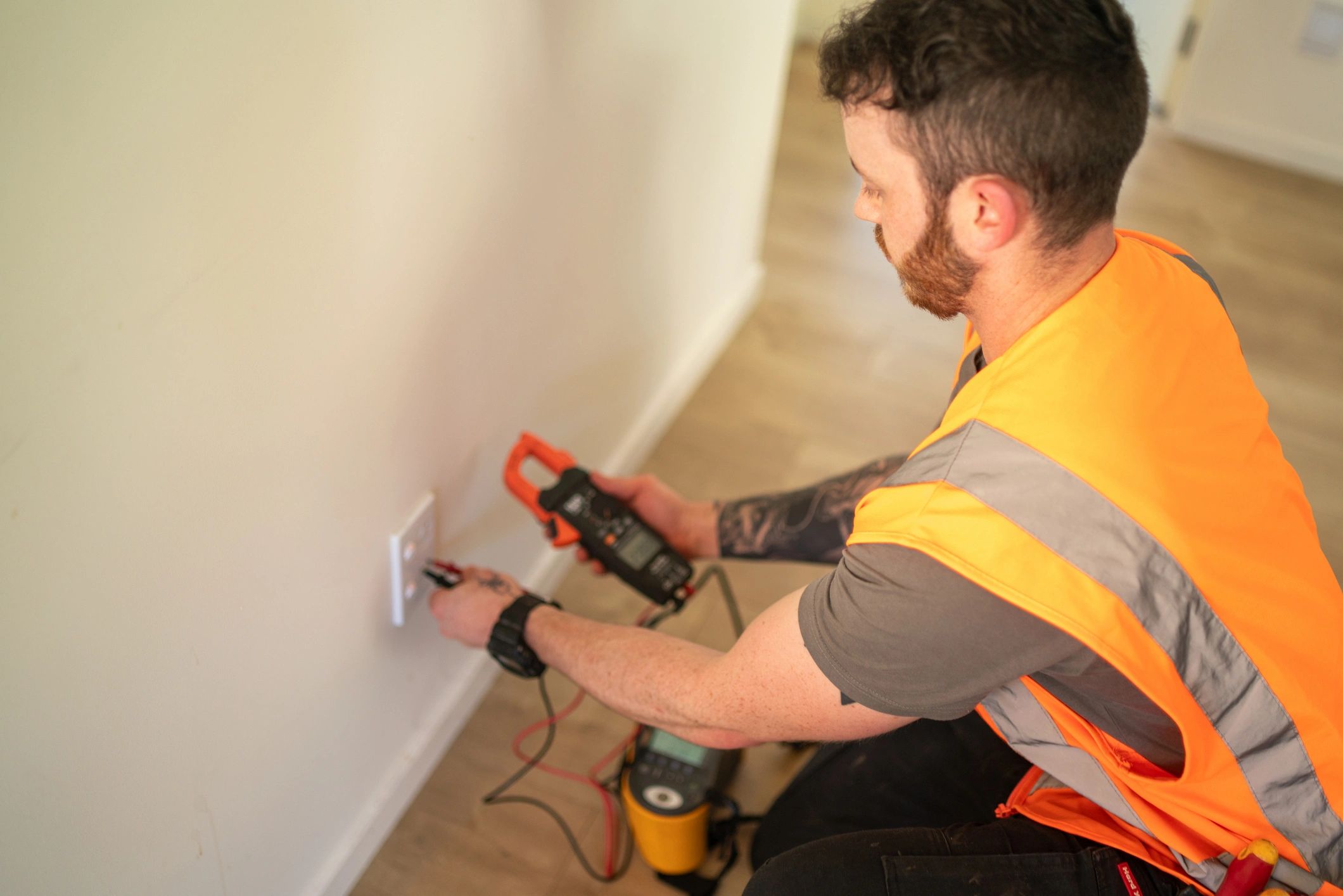 Technician performing a detailed home inspection